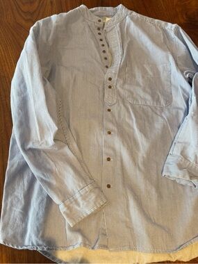 Civilian Light Blue Pinstripe Henley Shirt